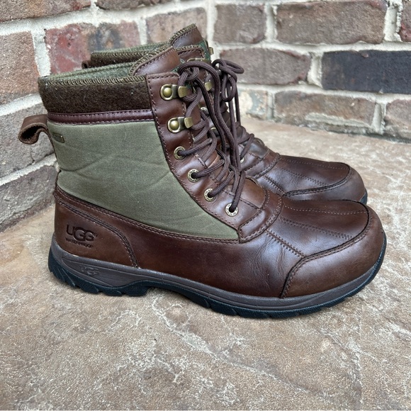 UGG Men\'s Brown and Olive Leather Lace-Up Boot main image 5